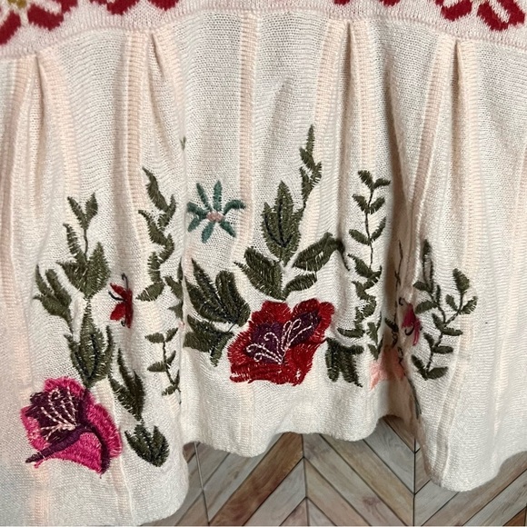 Sahalie Boutique 1 Button Embroidered Floral Cardigan Sweater Cream Women Small - Picture 6 of 10